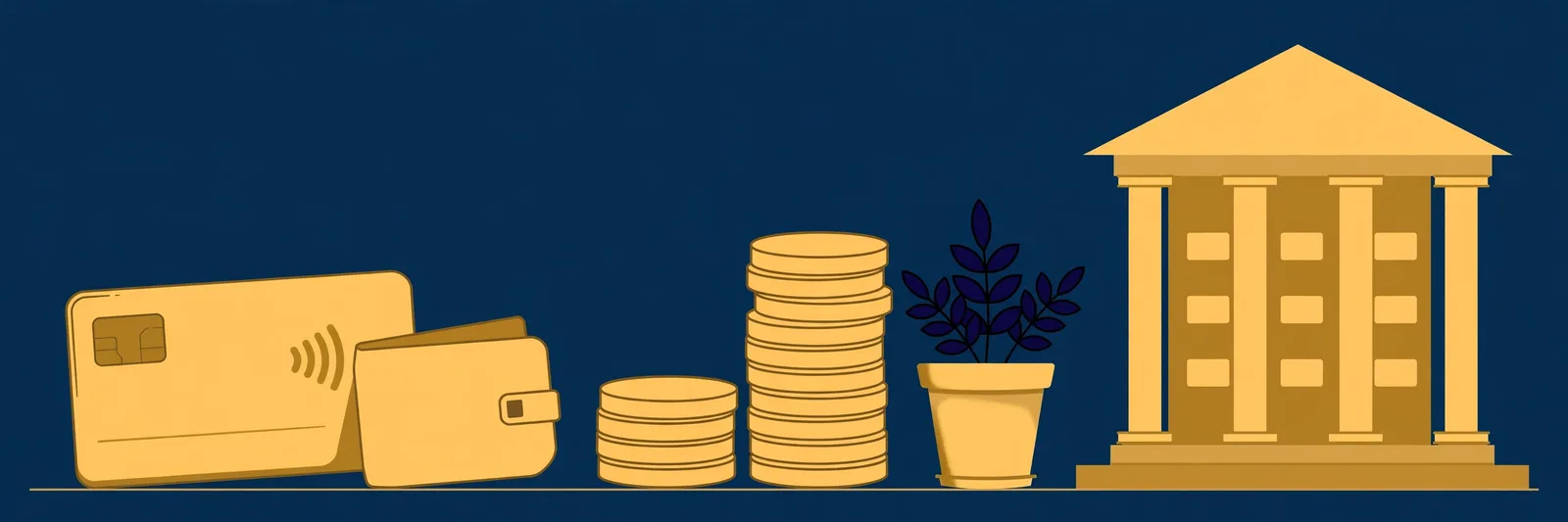 Illustration for bank accounts and building credit in the usa